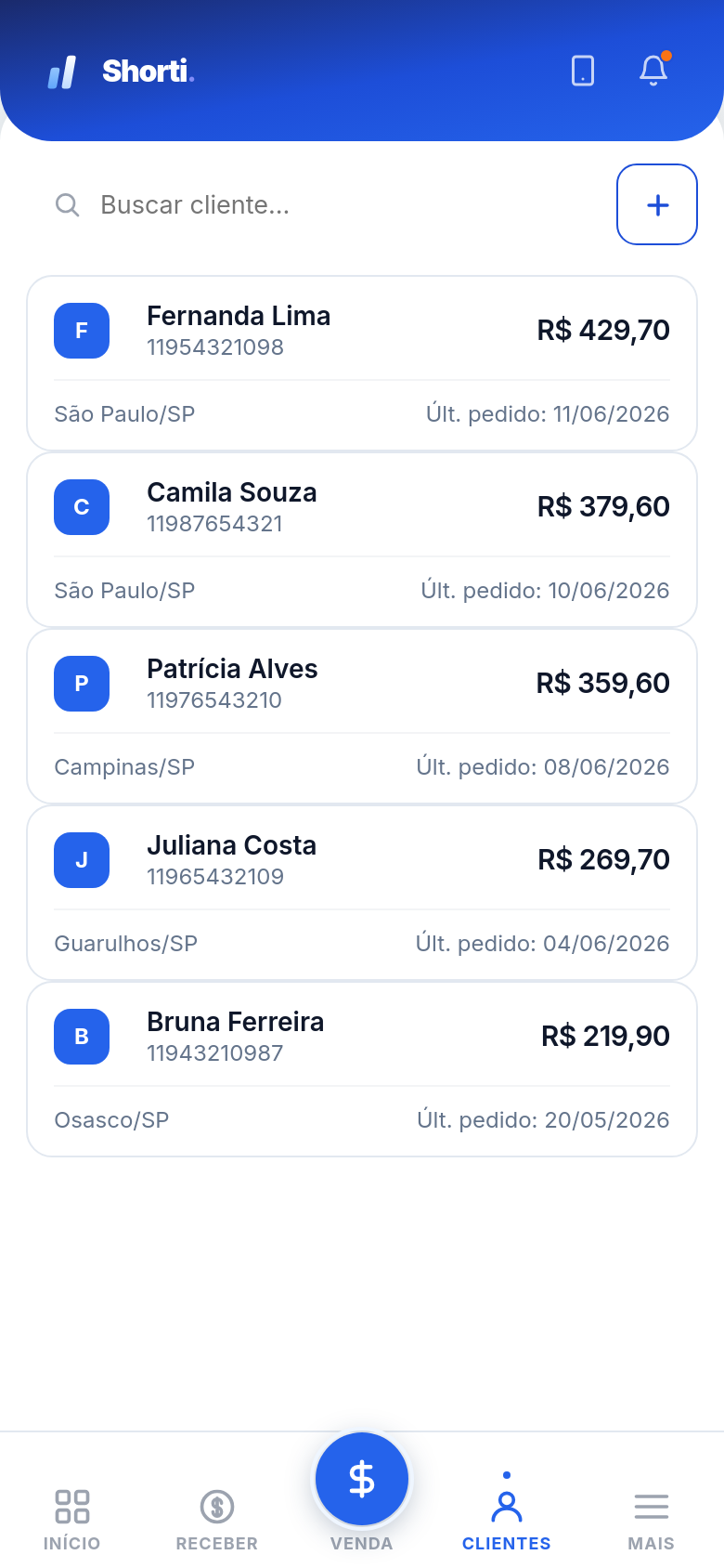 Clientes no celular
