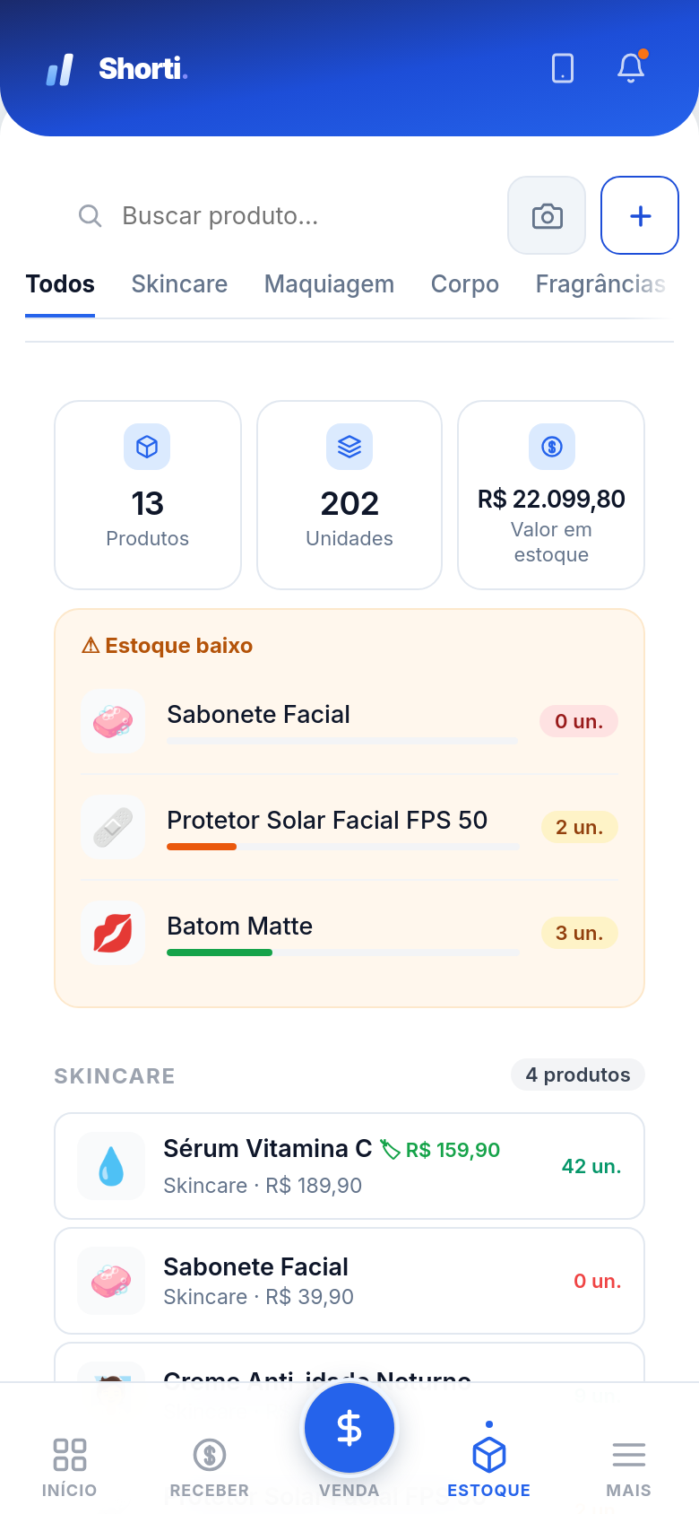 Estoque no celular